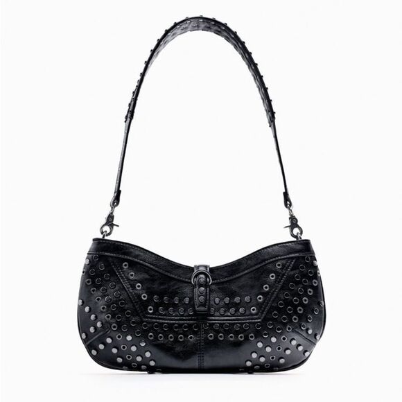 ZARA STUDDED SHOULDER BAG - Picture 1 of 7